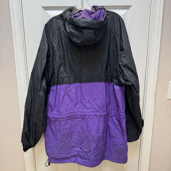 VTG Helly Hansen Men’s Packable Multi-Pocket Black Purple Rain Jacket Sz L - Picture 2 of 13